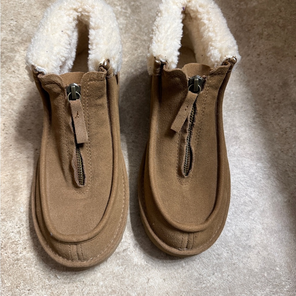 UGG Tan Suede Slippers with Cream Lining